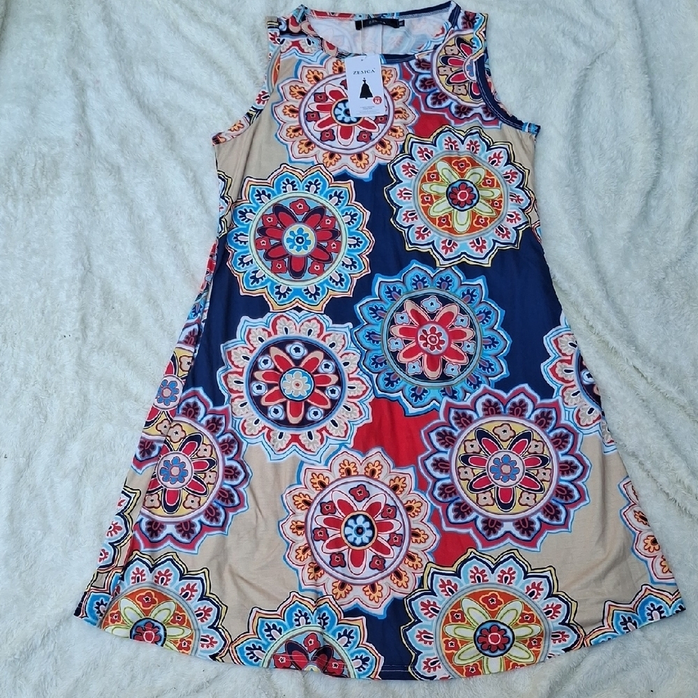 Zesica Mandala Pattern Dress Size M